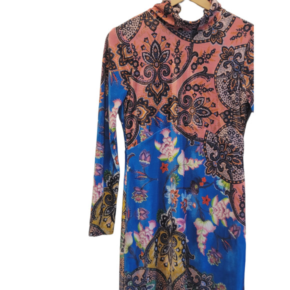 NEW Anthropologie Floral Paisley Velvet Slim High Neck Midi Dress - XS - Picture 14 of 14